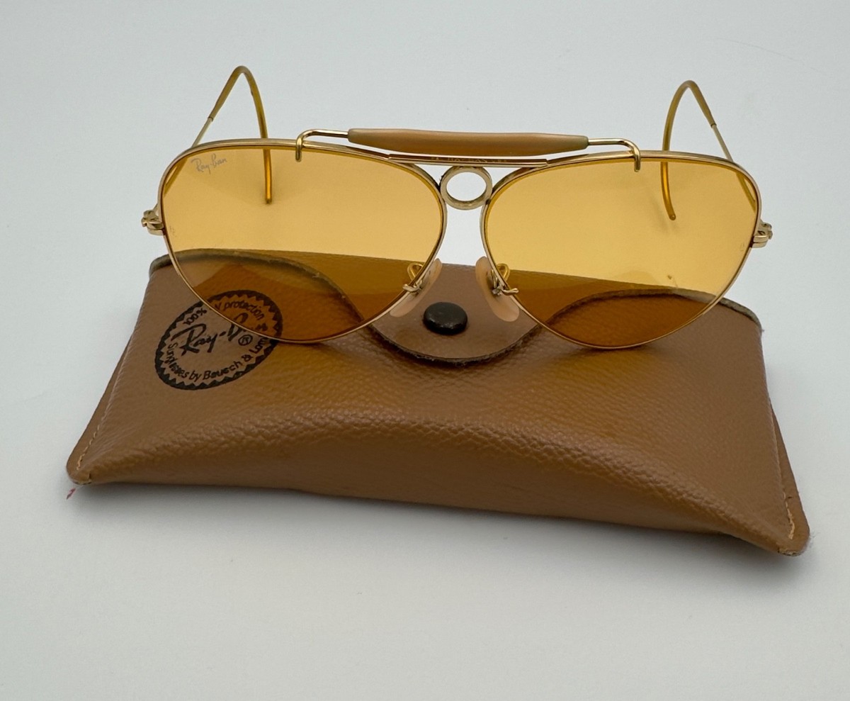 Vintage B&L Ray Ban USA Shooter 62mm Ambermatic Yellow All-Weather