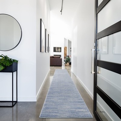 Home Essentials Blue Grey 2'2'' x 20' Area Rug - Easy Clean, Non Shedding, Bed...