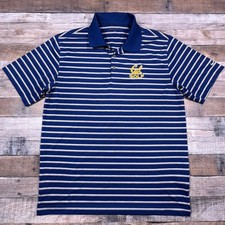 Nike Golf Mens Cal Bears Dri-FIT Striped Polo Shirt Blue Gold Size Medium