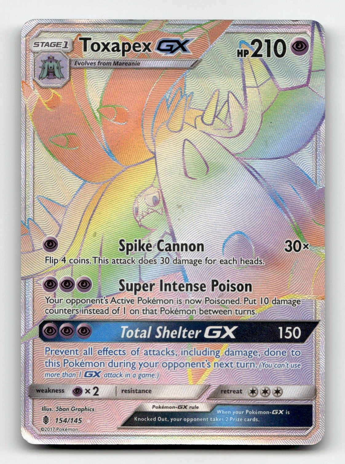 Toxapex GX (Secret) 154/145 SM - Guardians Rising Holofoil Pokemon