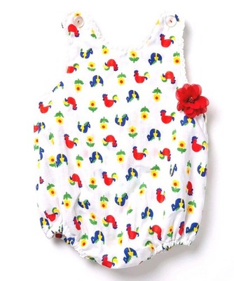 Vintage By Thomas Baby Girl's Size 12M White Bubble Romper w/Hen Print