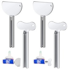4 Pack Stainless Steel Toothpaste Squeezer Roller Tube Holder for Paint Cream