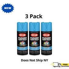 3 Pack Krylon Fusion All-In-One Spray Paint, Satin Bluebird, 12 oz, Multi-Use