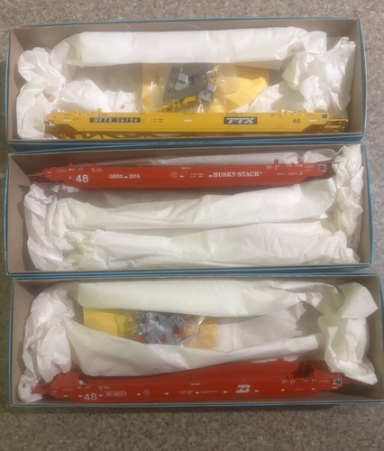 #’s 5902,5903,5904 Athearn Lote de 3 Escala HO Gunderson Husky Stack BN TTX GBRX NUEVO EN CAJA | Condition: New