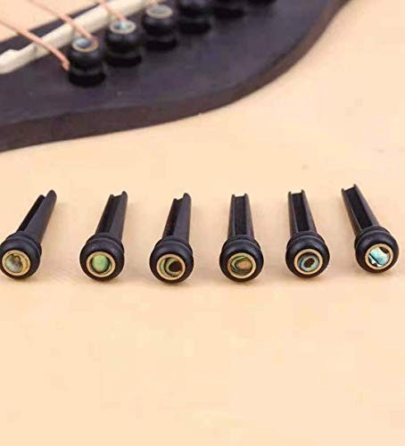 Ubrand AYUBOUSA 6pcs Ebony Guitar Pins Inlaid 4mm Abalone Dot 2012-WT03