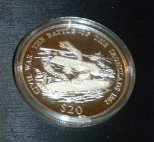 Liberia 2000 Large Silver Proof $20 The Battle of Ironclads
