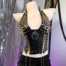 Punk Rock Skull Cyber Studded Rivet Grunge Emo Y2K Tanks TOPS Goth Cummerbunds