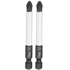 2pcs PH2 Anti Slip Phillips Screwdriver Bit 1/4" Shank 2.8" Magnetic Black/White
