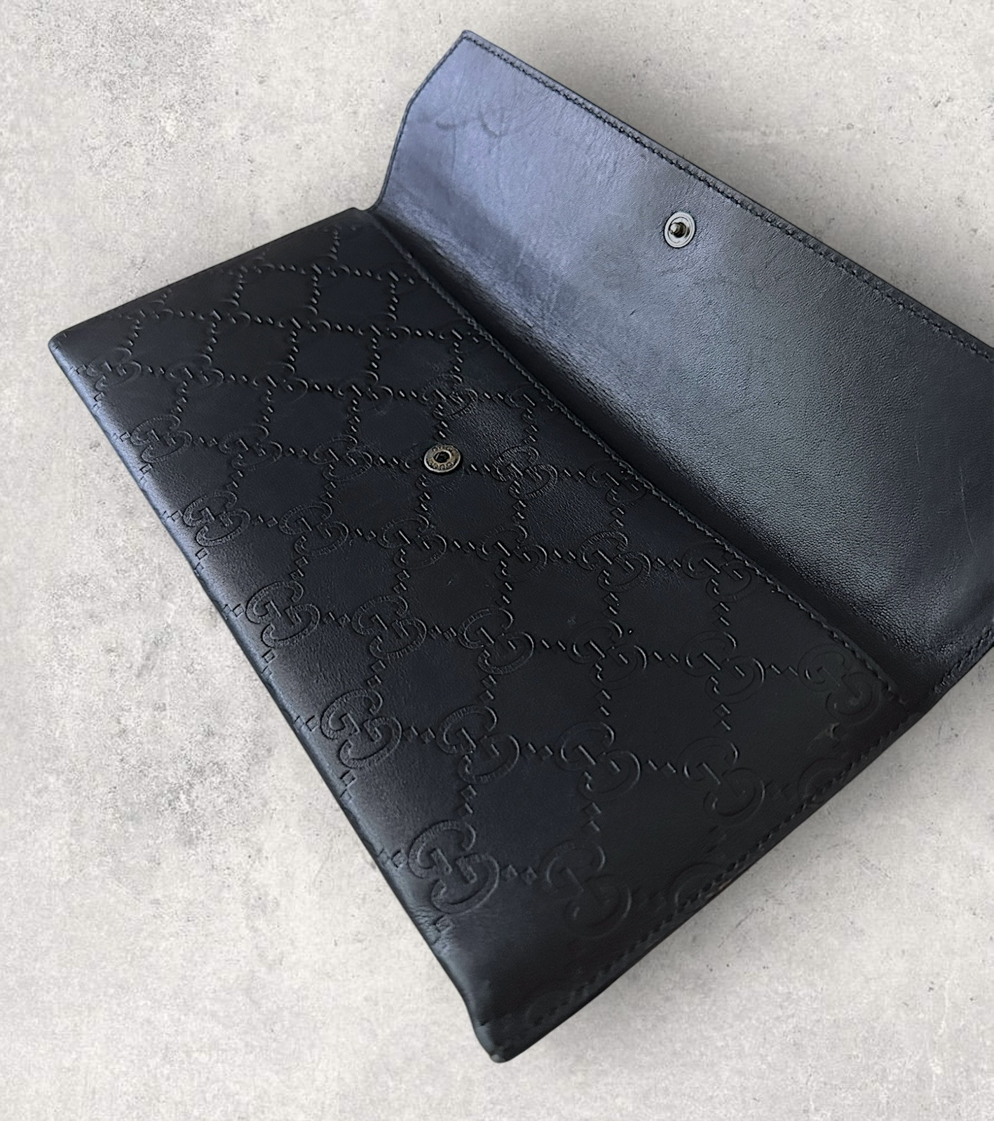 Gucci Monogram Leather Envelope Wallet - image 7