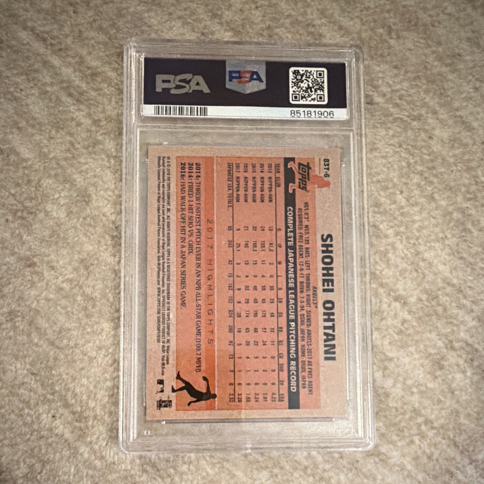 Topps 2018 Chrome Shohei Ohtani RC 1983 Topps Refractor #83T-6 PSA 10 view 2