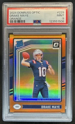 2024 Panini Donruss Optic Drake Maye Orange Rated Rookie #/249 Patriots PSA 9