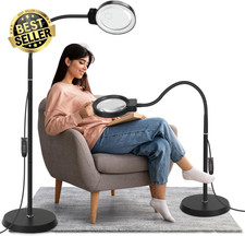 Magnifying Floor Lamp with Stand 10X 20X Magnification, 72 LED Flexible Goosenec