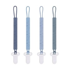 4 Pack Silicone Pacifier Clip Holder One Piece Baby Paci Leash Flowers Gray