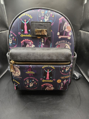 NWT Disney Ex Villians Shop Mini Backpack Allover Print - Cruella Maleficent