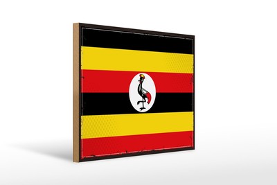 Ontrada Holzschild 30x40cm Flagge Ugandas Retro Flag of Uganda Holz Schild
