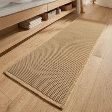 Waffle Bathroom Runner Rugs Boho Large Bath Mat 2'x5' 24"x60" Brown Super