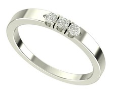 White Round Cut Real Moissanite Three Stone Wedding Ring Sterling Silver Size 7