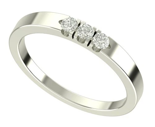 White Round Cut Real Moissanite Three Stone Wedding Ring Sterling Silver Size 7