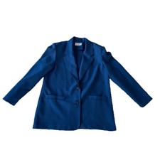 Vintage Alfred Dunner Womens Blue Blazer Size 10 Two Button Lapel Collar Pockets