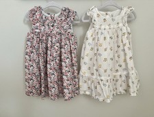 Janie  Jack Lot Of Two Floral White/ Pink Dresses Sz 12-18 Months EUC