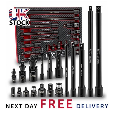 Verlängerungsstangen-Set Impact 18-teilig 1/4 3/8 1/2 Antrieb Adapter Kreuzgelenk UK