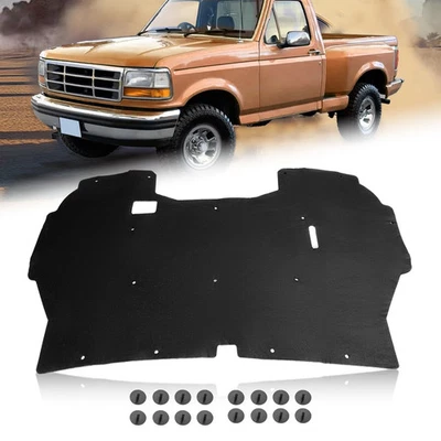 For 1992-1996 Ford F-150 & 92-1997 F-250 F-350 Under Hood Insulation Pad w/Clips - Image 1 of 4
