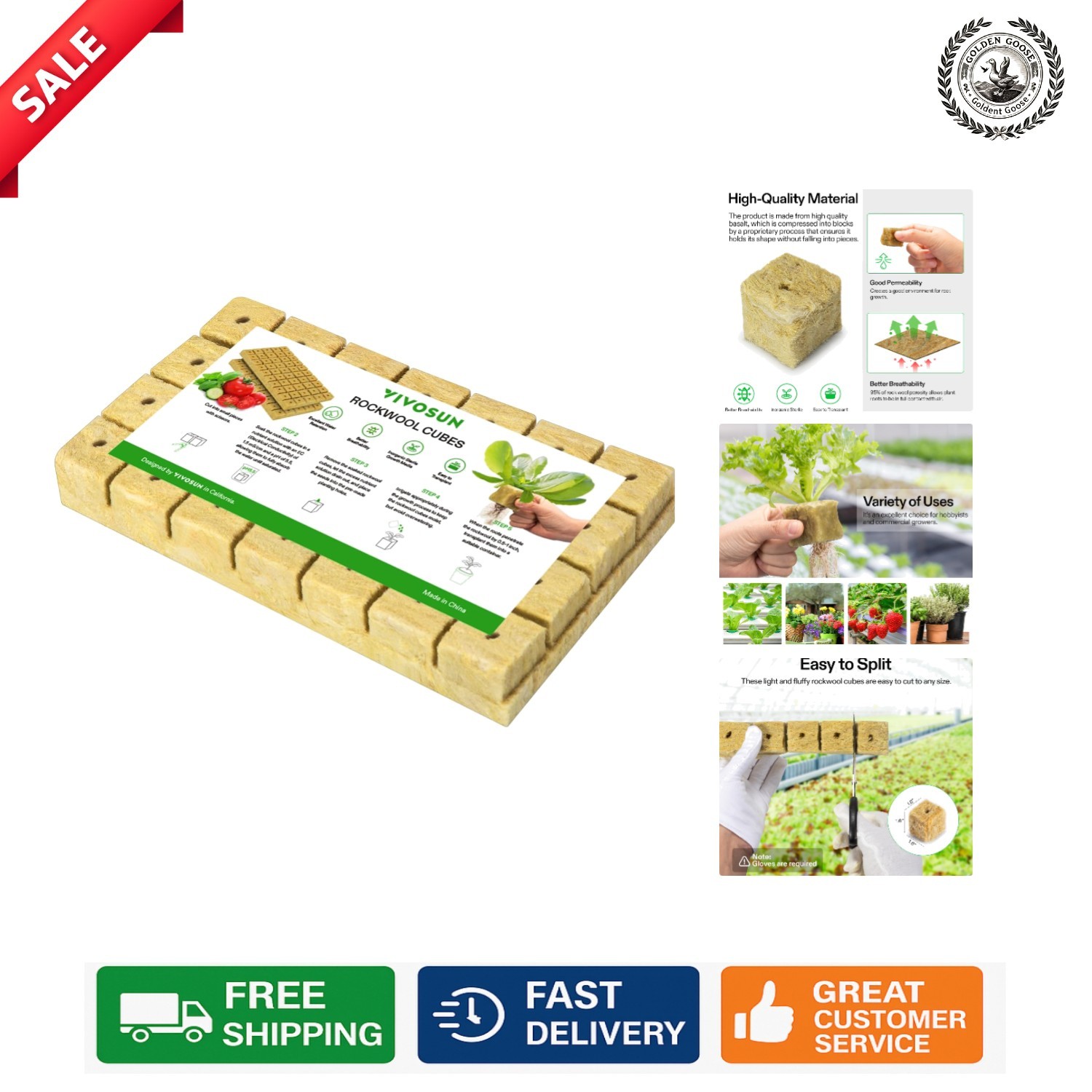 1.6" Hydroponic Rockwool Cubes – 28 Plugs for Cloning and Plant Propagation