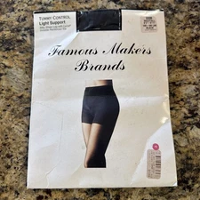 Famous Makers Brands Tummy Control Light Support Black Pantyhose 800M MED/TALL
