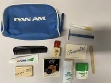 Vintage 70s PAN AM Airlines 1ST CLASS Toiletry Bag Travel Kit Original Contents