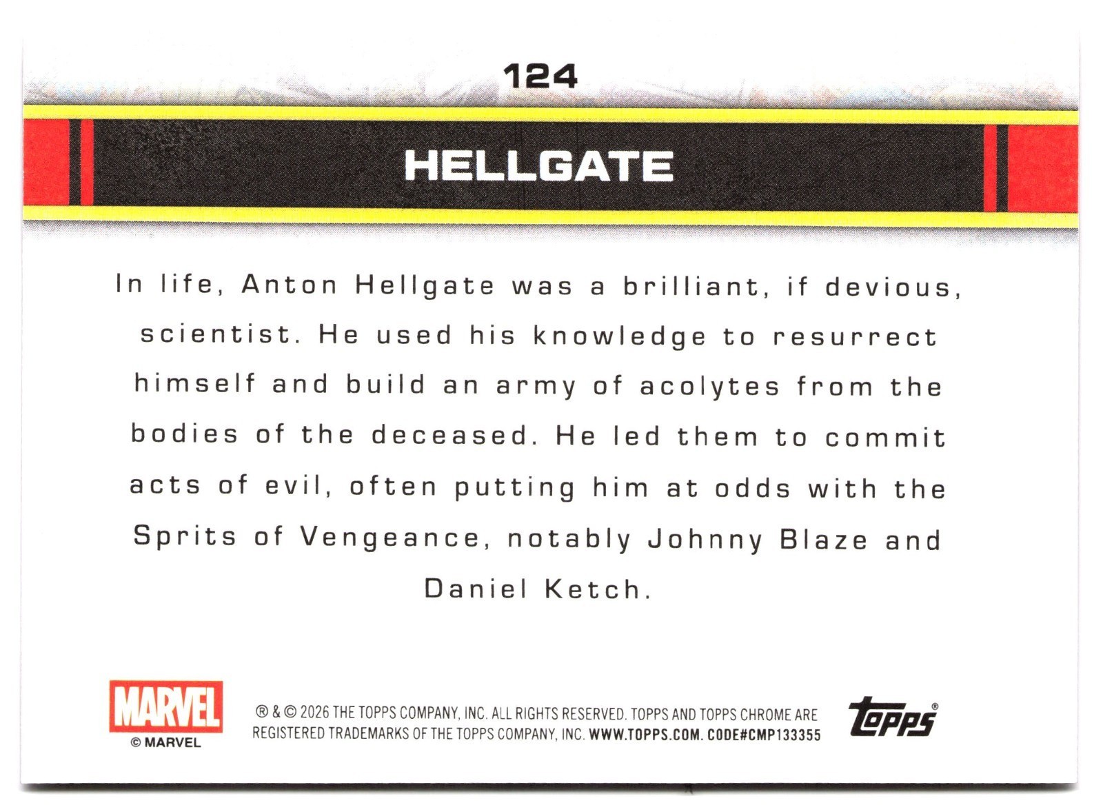 2026 Topps Chrome Marvel Comics #124 Hellgate (Debut)