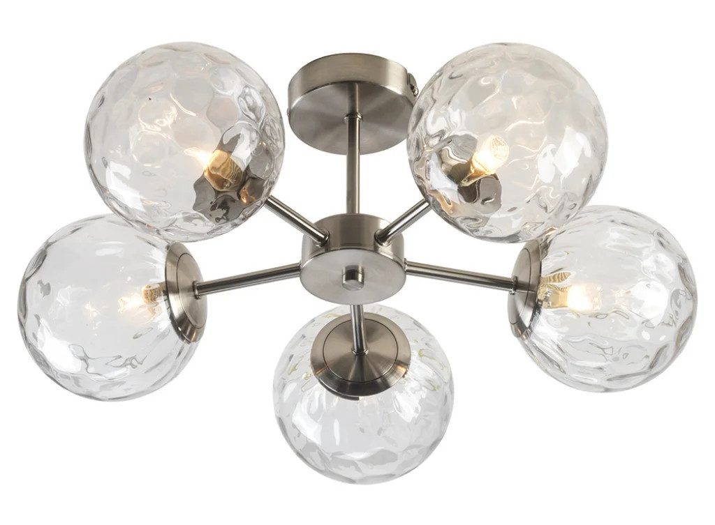 Ceiling Light Silver Charlton 5 Satin Nickel Oaks Lighting 7016/5 SF SN