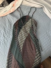Women’s Bodycon Short Dress S Multicolor Striped Halter Tie Sleeveless Straps