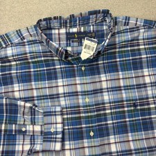 Polo Ralph Lauren Performance Shirt Mens 4XLT Blue Plaid Long Sleeve Button Down