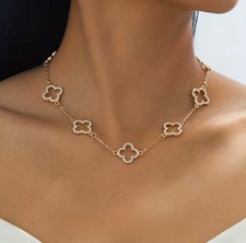Clover see-through diamond necklace