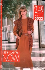 5033 Vintage Butterick Sewing Pattern Misses 1990s Loose Fitting Top Skirt Vest
