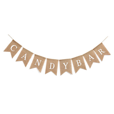 rustikalem Vintage Candy BAR Girlande banner Leinen,Candy Bar Dekoration Zubehör