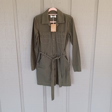 Reformation Lydia Utility Dress Size 4 Preppy Organic Cotton Buttons Army Green