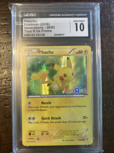 CGC 10 Pikachu Holo 2016 Pokemon XY Generations Toys R Us Promo 26/83 Gem Mint