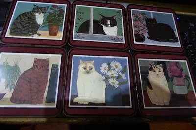 Pimpernel Cork COASTERS KATZEN NEUWERTIG 6 STÜCK IN OVP BIS 100 GRAD