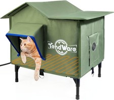 Outdoor Cat House Heated Cat House with Elevated Base Feral Cat Stray Shelter