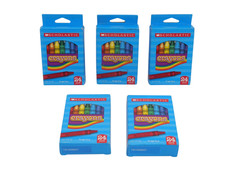 Lot of 5 Scholastic Standard Crayons Assorted Colors Pack of 24- Free Shipping
