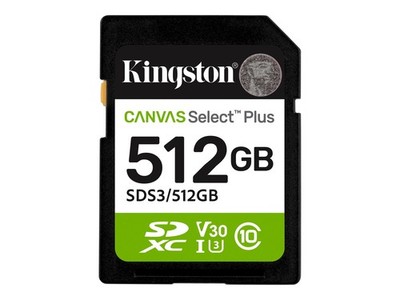Kingston Canvas Select Plus 512 GB SDXC, Speicherkarte UHS-I U3, Class 10, V30