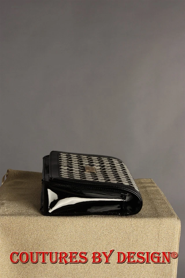 St John Knits Black & White Hounds Tooth Fold Over Clutch Bag NWT MSRP $500 - Image 4 of 4