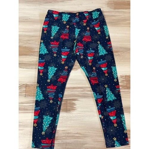 Holiday Time Pajama Pants Christmas Blue Tree Print Size L/XL - Picture 2 of 5