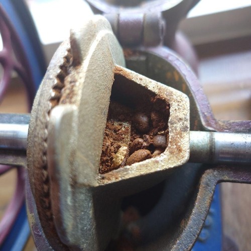 Macina caffè, STAR COFFEE, tipo manuale, ghisa, antico, oggetto raro, Giappone - Foto 12 di 15