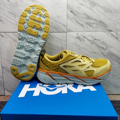 Hoka U Clifton L Suede Yellow Running Shoes 1122571 GLCR Men s Size 10