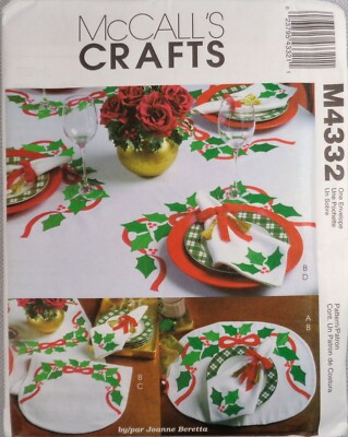 McCall's Crafts Pattern M4332 ''Boughs of Holly'' Table Linens
