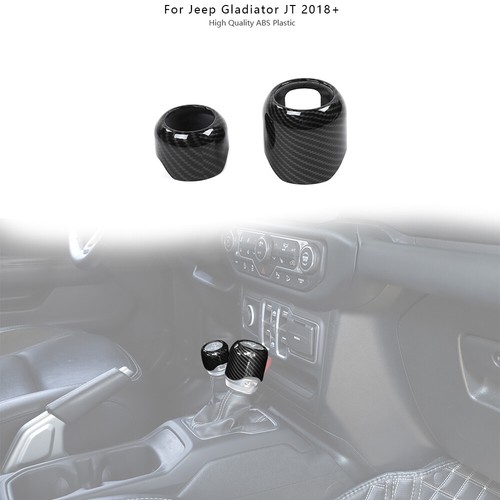 Gear Shift 4WD Knob Cover Trim Decor For Jeep Wrangler JL JT 2018+ Carbon Fiber - Picture 2 of 6