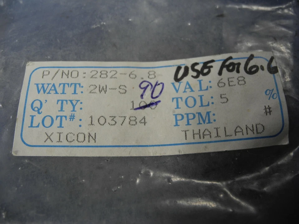 Resistencia de óxido de metal XICON 6,8 K ohmios 2 vatios 5 % (lote de 90 piezas) 282-6,8 k-RC Foto 3 de 3