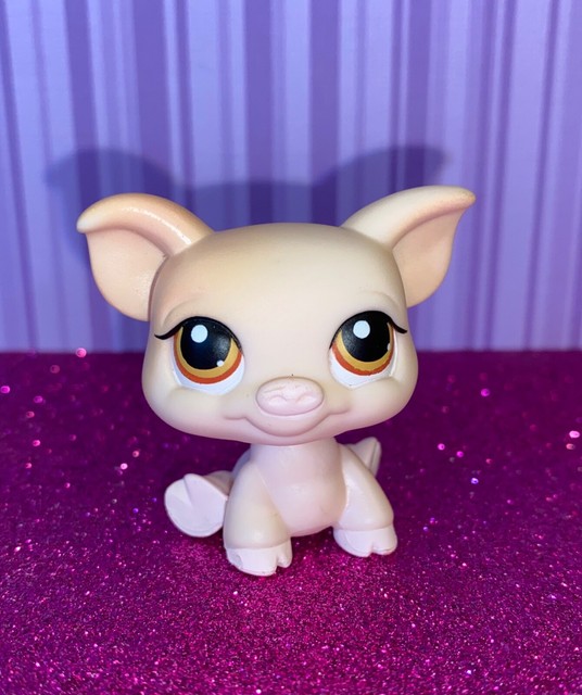 Authentic Littlest Pet Shop LPS 1693 Rare Cream Pale Pink Pig Brown